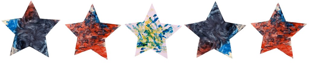 star cutouts colored with fingerpaint
