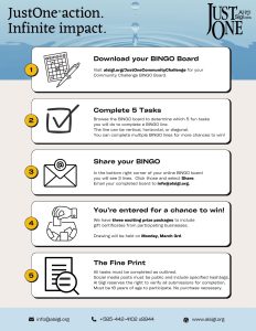 JustOne Community Challenge BINGO checklist