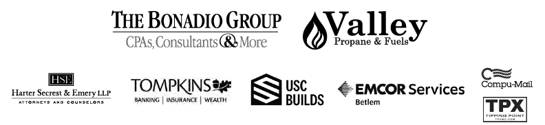 The Bonadio Group; Valley Propane & Fuels; Harter Secrest & Emery; Tompkins; USC Builds; Emcor Services Betlem; CompuMail; TPX